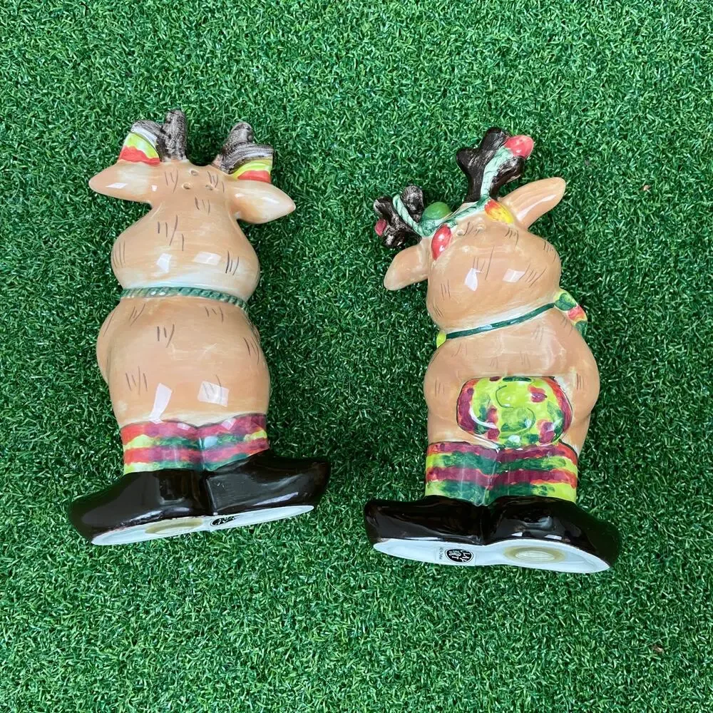 Vintage Clay Art Bashful Reindeer Salt and Pepper Shakers